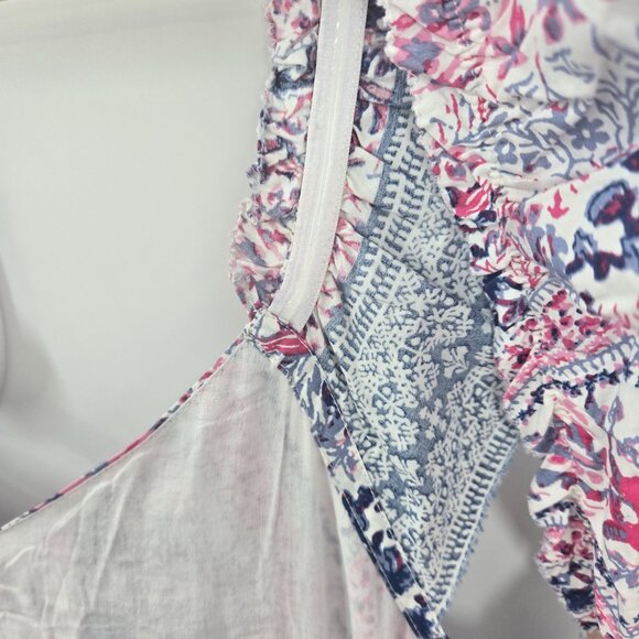 Caroline Constas White Diamond Floral Bohemian Tired Maxi Dress Small FLAW - Picture 10 of 16